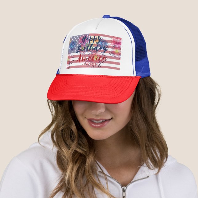 4 juli Glad födelsedag Amerika USA 250-årsjubileum Keps (In Situ)