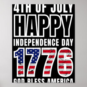 4 juli Glad självständighetsdag 1776 Gud välsigne  Poster