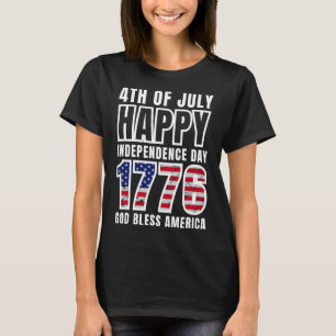 4 juli Glad självständighetsdag 1776 Gud välsigne T Shirt