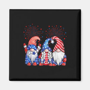 4 juli Gnomes America USA flagga Patriotic with Magnet