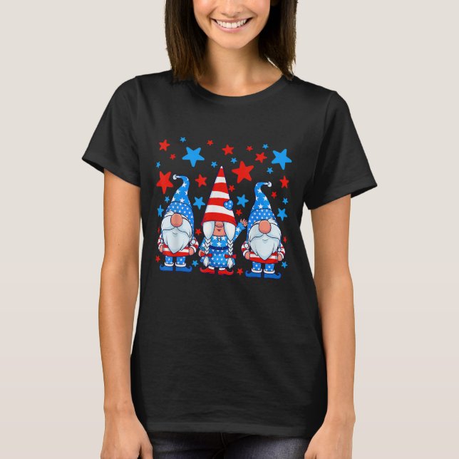 4 juli Gnomes Patriotic American Flagga Cute Gn T Shirt (Framsida)