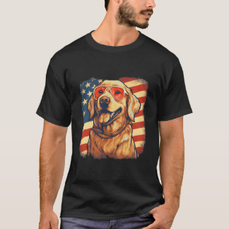 4 juli Golden American Flagga Patriotic Golden T Shirt