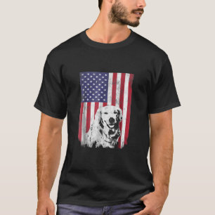 4 juli Golden Retriever American Flagga T Shirt