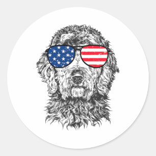 4 juli Goldendoodle Doodle Hund Patriotisk Usa Runt Klistermärke