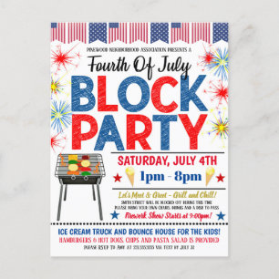 4 juli: Grannskapsblocket Party Inbjudan