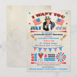 4 juli Grillfest bbq Baby Shower-inbjudningar Inbjudningar