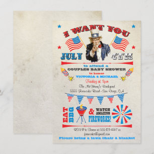 4 juli Grillfest bbq Baby Shower-inbjudningar Inbjudningar