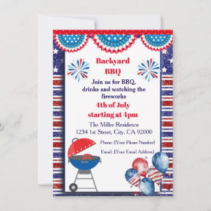 4 juli grillfest inbjudan, fest i USA inbjudan