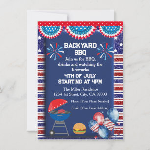 4 juli grillfest inbjudan, fest i USA Inbjudningar