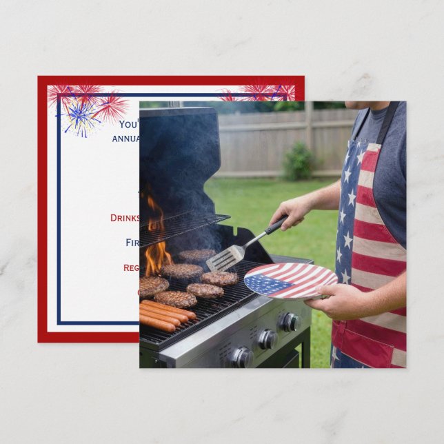4 juli grillfest  inbjudningar (Fram/baksida)