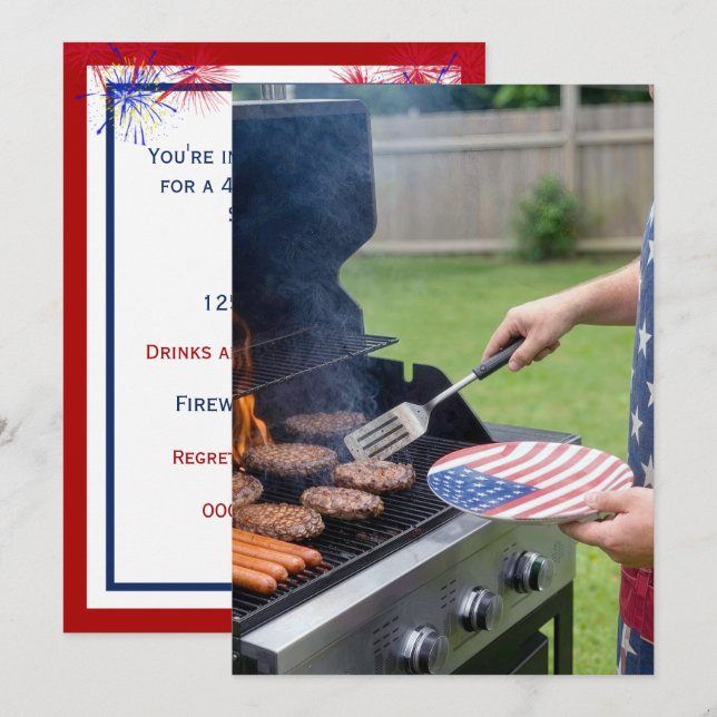 4 juli grillfest  inbjudningar (Fram/baksida)