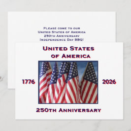 4 juli grillfest, USA 250-årsjubileum, flaggor Inbjudningar
