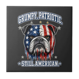 4 juli Grumpy Patriotisk Bulldog Kakel