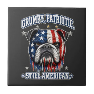 4 juli Grumpy Patriotisk Bulldog Kakel