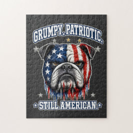 4 juli Grumpy Patriotisk Bulldog-pussel Pussel
