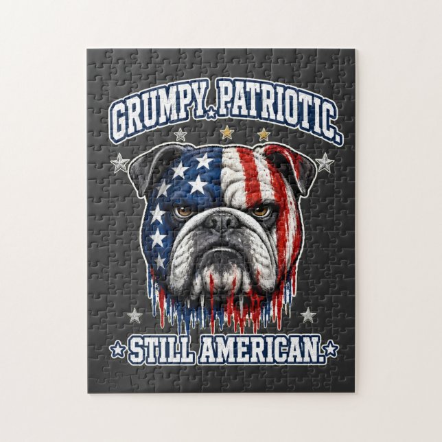 4 juli Grumpy Patriotisk Bulldog-pussel Pussel (Vertikal)