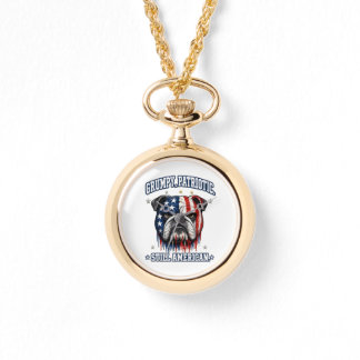 4 juli Grumpy Patriotisk Bulldog Uhr Armbandsur