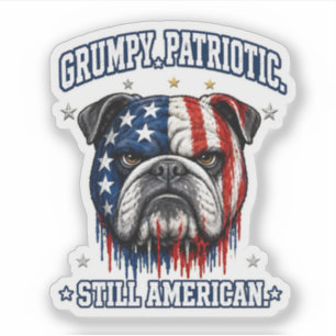 4 juli Grumpy Patriotisk Bulldoggs Klistermärke Klistermärken