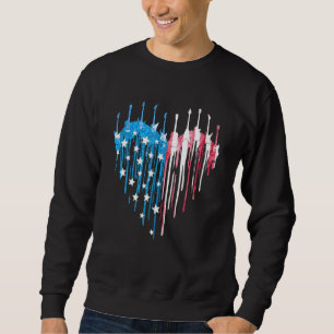 4 juli Guitar Heart American Flagga Lång Ärmad Tröja