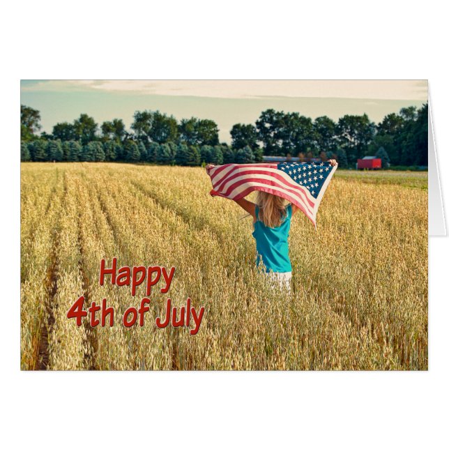 4 juli hälsningskort (Framsidan Horizontal)