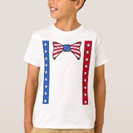 4 juli-hängslen och fluga Amerikansk flagga T Shirt