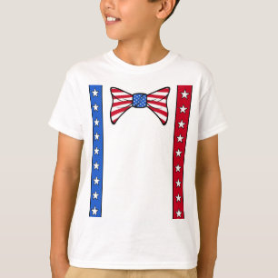 4 juli-hängslen och fluga Amerikansk flagga T Shirt