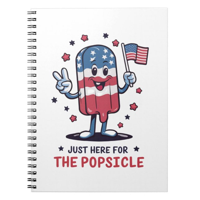4 juli här bara för popsicle patriotisk anteckningsbok (Framsidan)