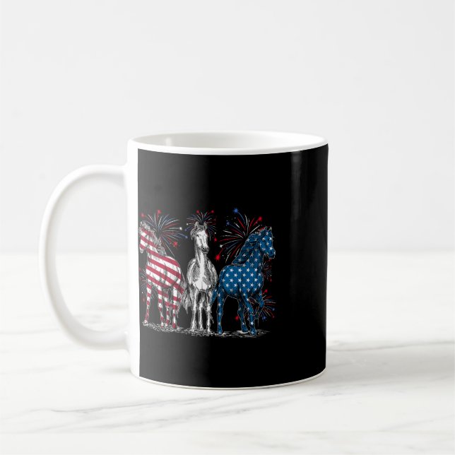 4 juli hästälskare röd vit och blå amerika kaffemugg (Vänster)