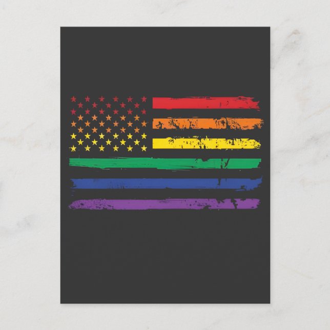4 juli HBTQ Pride Flag Amerikansk HBT  Helg Vykort (Framsida)
