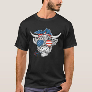 4 juli Heifer American Flagga Farmer Cow Patrioti T Shirt