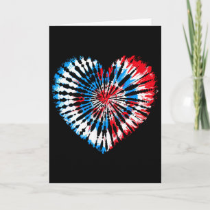 4 juli hjärta Tie Dye amerikansk amerikansk flagga Kort