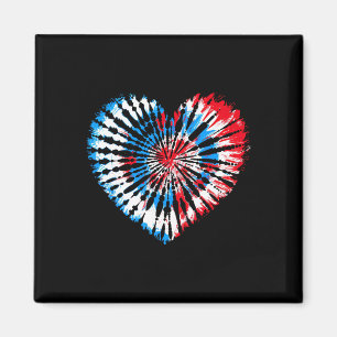 4 juli hjärta Tie Dye amerikansk USA flagga pojkar Magnet