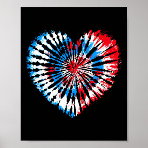 4 juli hjärta Tie Dye amerikansk USA flagga pojkar Poster