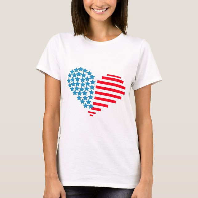 4 juli hjärtan t shirt (Framsida)