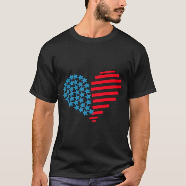 4 juli hjärtan t shirt (Framsida)