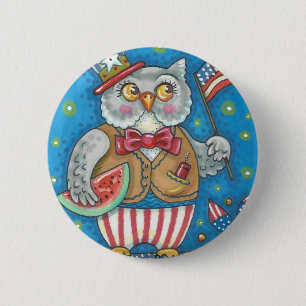 4 JULI HOOT UGGLA, BIRD BUTTON Round Knapp