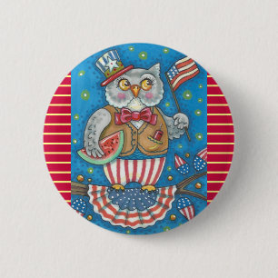 4 JULI HOOT UGGLA, BIRD BUTTON Round Knapp