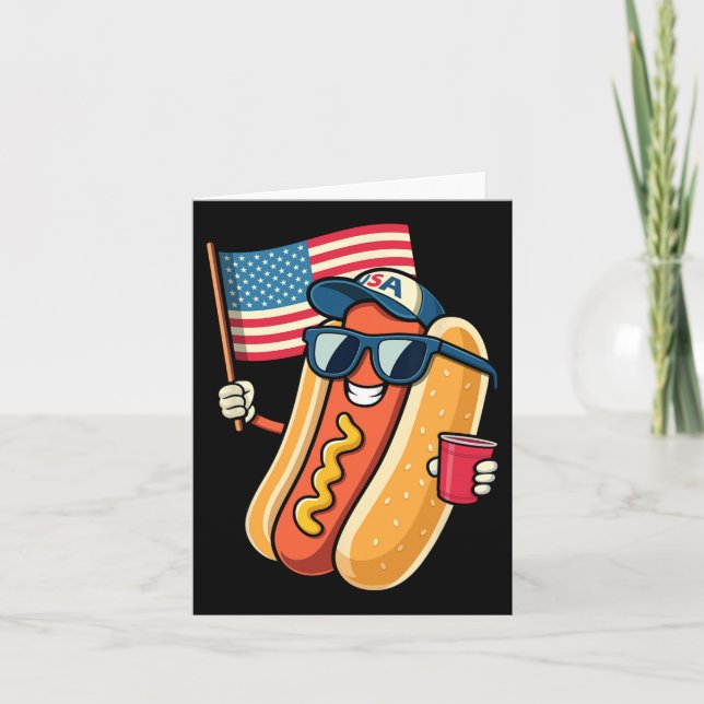 4 juli Hotdog 4 juli Patriotic Kort (Framsida)