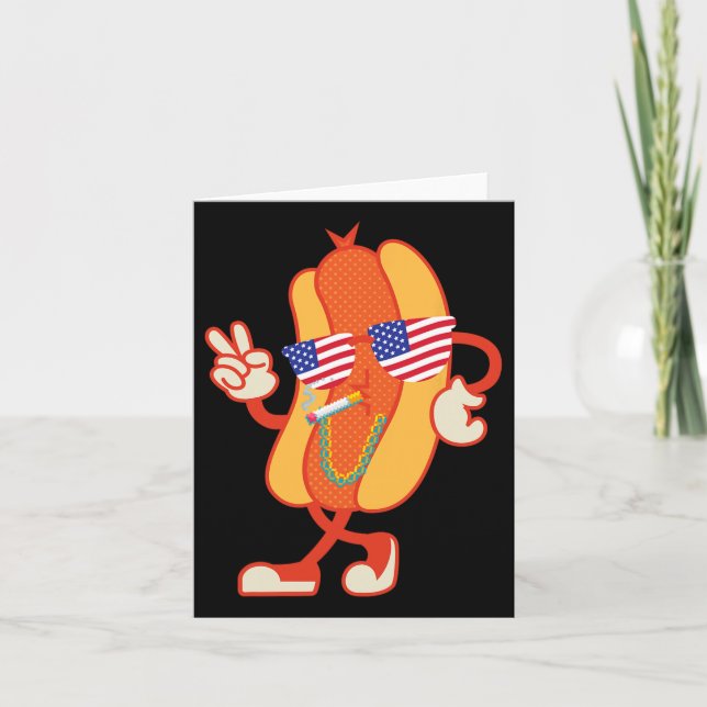 4 juli Hotdog 4 juli Patriotic Kort (Framsida)