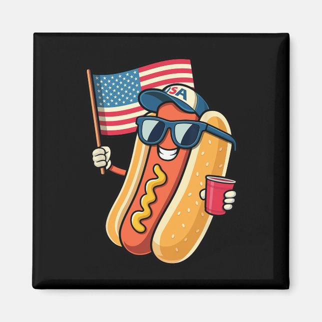 4 juli Hotdog 4 juli Patriotic Magnet (Framsidan)