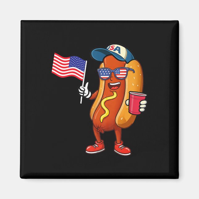 4 juli Hotdog 4 juli Patriotic Magnet (Framsidan)