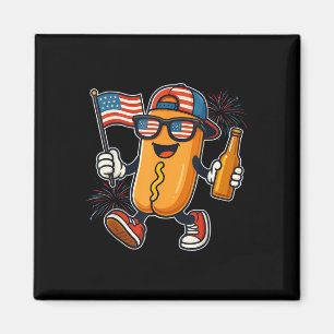 4 juli Hotdog 4 juli Patriotic Magnet