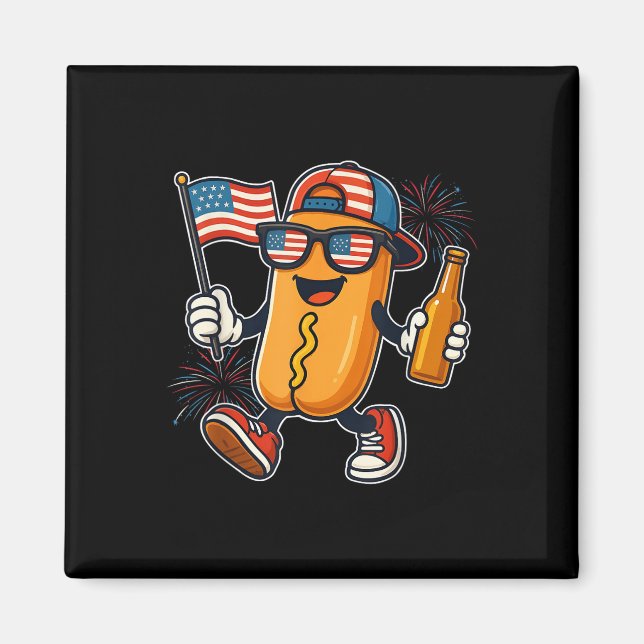 4 juli Hotdog 4 juli Patriotic Magnet (Framsidan)