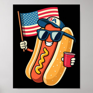 4 juli Hotdog 4 juli Patriotic Poster