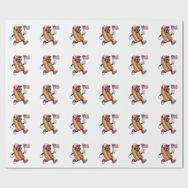 4 juli Hotdog American Independence 1776 Presentpapper (Platt)