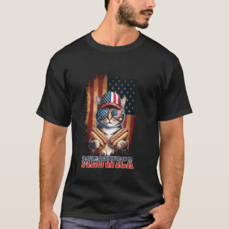 4 juli Hotdog Katt Rolig Patriotisk Katt USA Flagg T Shirt