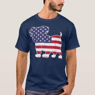 4 juli Hund älskare t Bulldog American Flagga Shirt