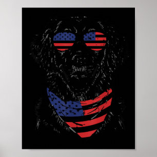 4 juli hund golden retriever söt patriot män poster