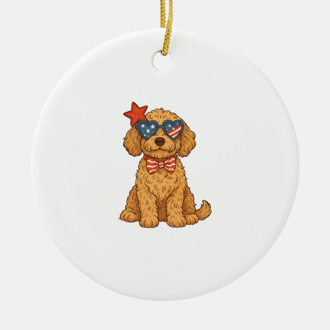 4 juli-hund julgransprydnad keramik (Framsidan)