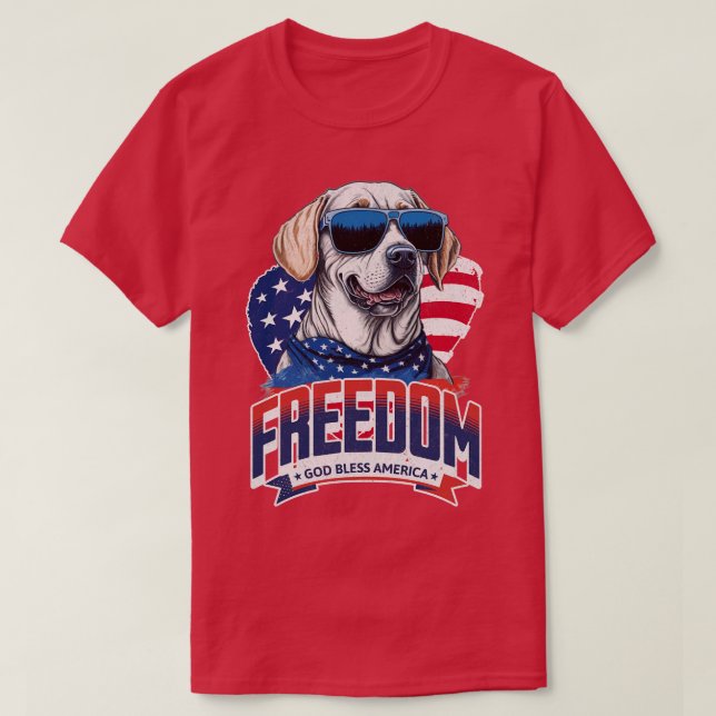 4 juli Hund Labrador Sunglass Flagga 4 T Shirt (Design framsida)